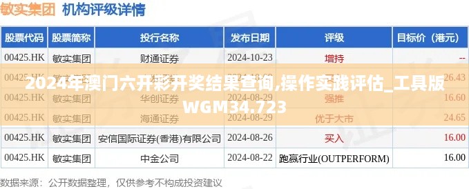 2024年澳门六开彩开奖结果查询,操作实践评估_工具版WGM34.723