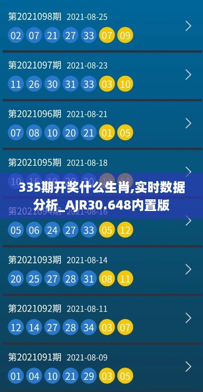 335期开奖什么生肖,实时数据分析_AJR30.648内置版