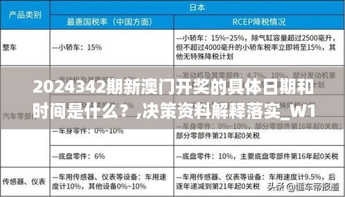 2024342期新澳门开奖的具体日期和时间是什么？,决策资料解释落实_W10.657