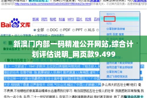 新澳门内部一码精准公开网站,综合计划评估说明_网页款9.499