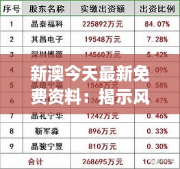 新澳今天最新免费资料：揭示风险管理的新策略