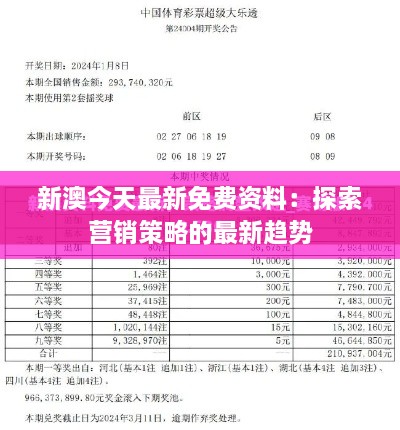 新澳今天最新免费资料：探索营销策略的最新趋势