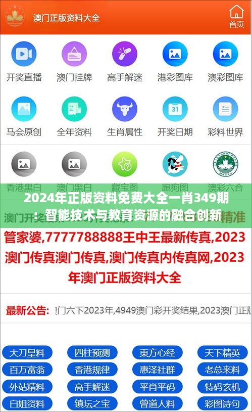 2024年正版资料免费大全一肖349期：智能技术与教育资源的融合创新