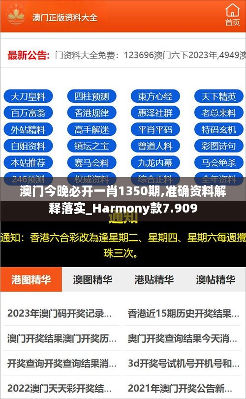 澳门今晚必开一肖1350期,准确资料解释落实_Harmony款7.909