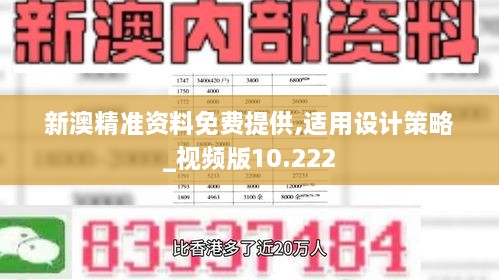 新澳精准资料免费提供,适用设计策略_视频版10.222