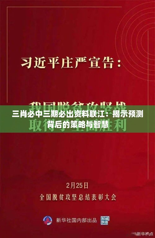 三肖必中三期必出资料联江：揭示预测背后的策略与智慧