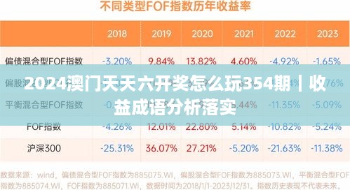 2024澳门天天六开奖怎么玩354期｜收益成语分析落实