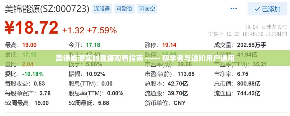 美锦能源实时直播观看指南，适合初学者与进阶用户通用指南