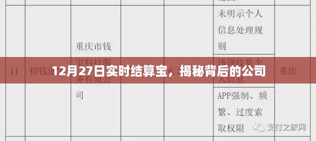 揭秘实时结算宝背后的公司，深度解析十二月二十七日数据表现