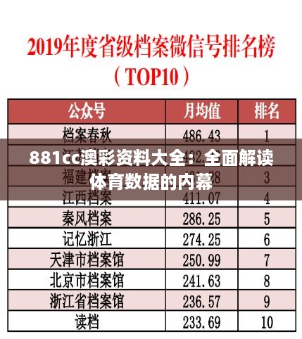 881cc澳彩资料大全：全面解读体育数据的内幕