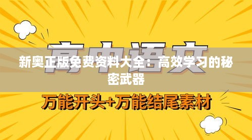 新奥正版免费资料大全：高效学习的秘密武器