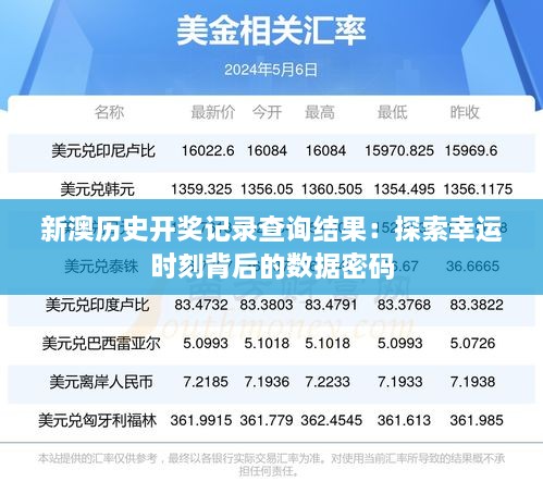 新澳历史开奖记录查询结果：探索幸运时刻背后的数据密码