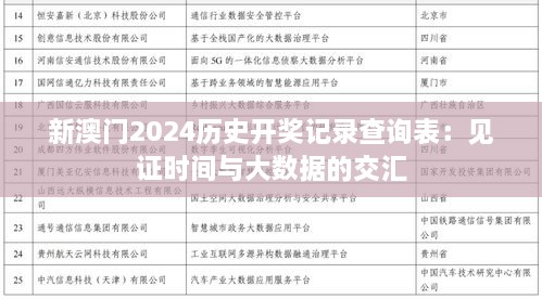 新澳门2024历史开奖记录查询表：见证时间与大数据的交汇