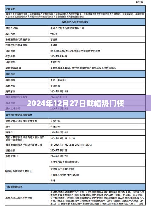 热门戴帽梗来袭，2024年12月27日潮流风向