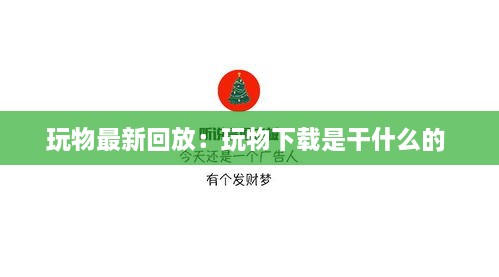 玩物最新回放：玩物下载是干什么的 