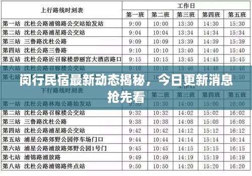 闵行民宿最新动态揭秘，今日更新消息抢先看