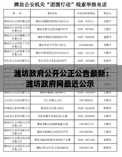 潍坊政府公开公正公告最新：潍坊政府网最近公示 