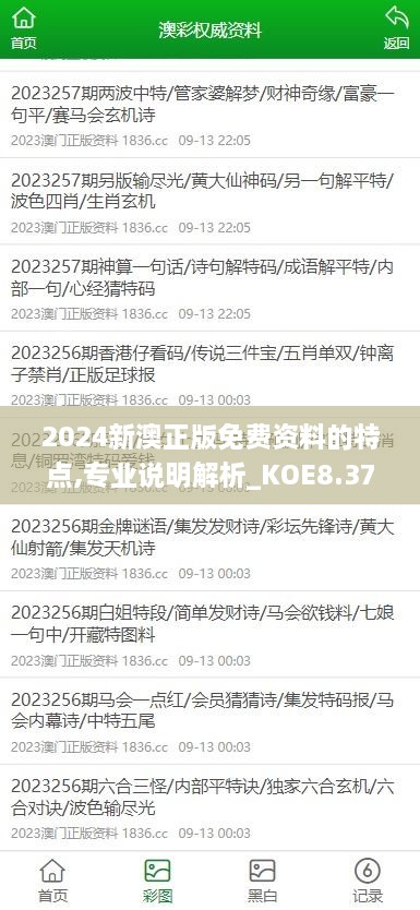 2024新澳正版免费资料的特点,专业说明解析_KOE8.37.32融合版