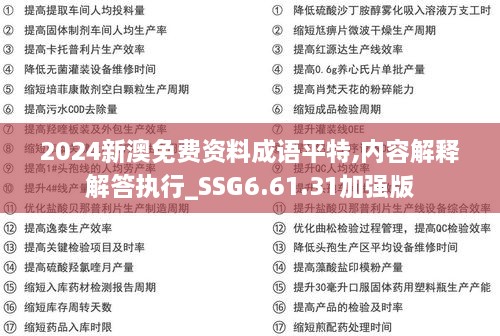 2024新澳免费资料成语平特,内容解释解答执行_SSG6.61.31加强版