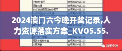 2024澳门六今晚开奖记录,人力资源落实方案_KVO5.55.78流线型版