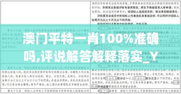 澳门平特一肖100%准确吗,评说解答解释落实_YQG7.10.64晴朗版