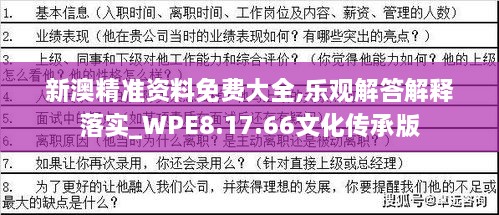 新澳精准资料免费大全,乐观解答解释落实_WPE8.17.66文化传承版