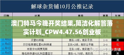 澳门特马今晚开奖结果,简洁化解答落实计划_CPW4.47.56创业板