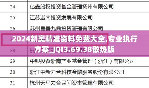 2024新奥精准资料免费大全,专业执行方案_JQI3.69.38散热版