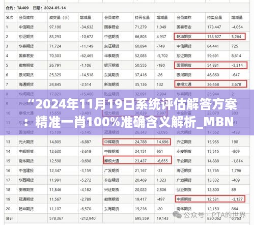 “2024年11月19日系统评估解答方案：精准一肖100%准确含义解析_MBN7.57.77版本”