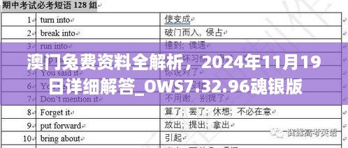 澳门兔费资料全解析，2024年11月19日详细解答_OWS7.32.96魂银版