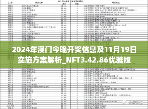 2024年澳门今晚开奖信息及11月19日实施方案解析_NFT3.42.86优雅版