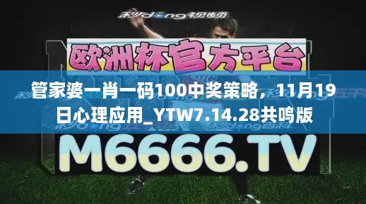 管家婆一肖一码100中奖策略，11月19日心理应用_YTW7.14.28共鸣版