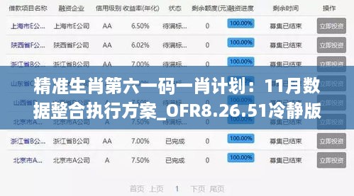 精准生肖第六一码一肖计划：11月数据整合执行方案_OFR8.26.51冷静版