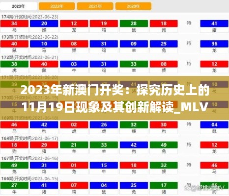 2023年新澳门开奖：探究历史上的11月19日现象及其创新解读_MLV8.77.74L版