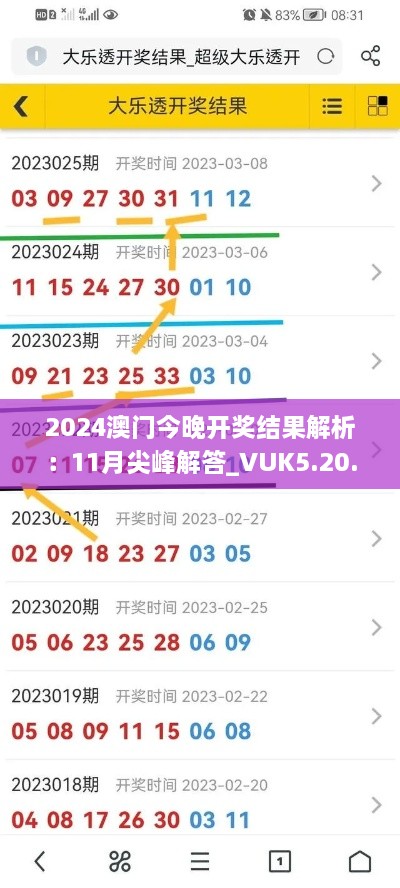 2024澳门今晚开奖结果解析：11月尖峰解答_VUK5.20.30投影版