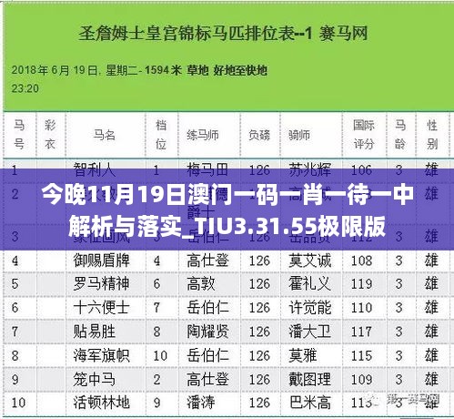 今晚11月19日澳门一码一肖一待一中解析与落实_TIU3.31.55极限版