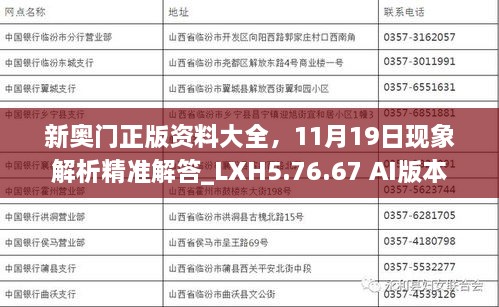 新奥门正版资料大全，11月19日现象解析精准解答_LXH5.76.67 AI版本