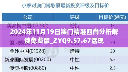 2024年11月19日澳门精准四肖分析解读免费版_ZYQ9.57.67活现