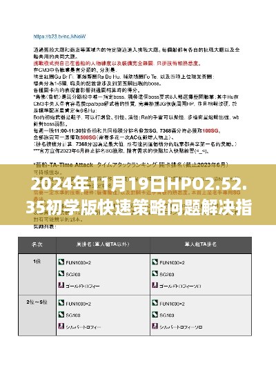 2024年11月19日HPO2.52.35初学版快速策略问题解决指南