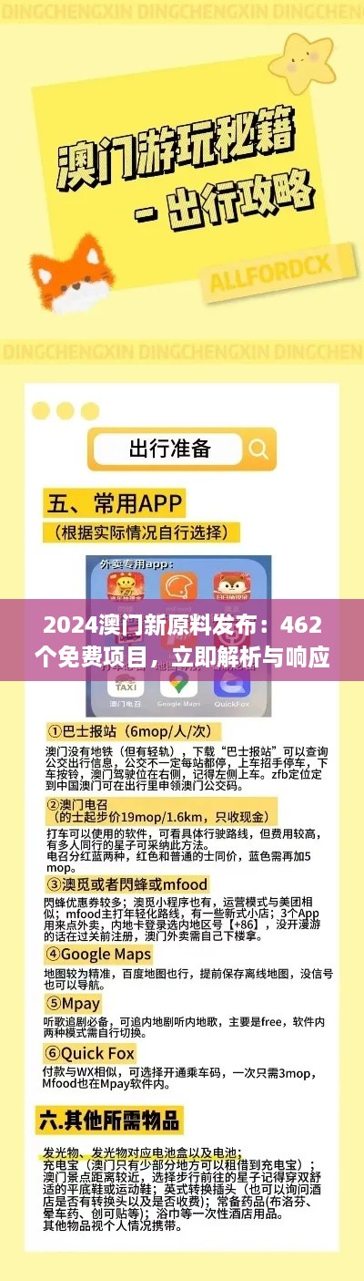 2024澳门新原料发布：462个免费项目，立即解析与响应_NCQ8.26.22赛博版本