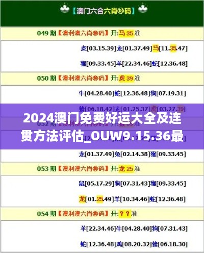 2024澳门免费好运大全及连贯方法评估_OUW9.15.36最新版