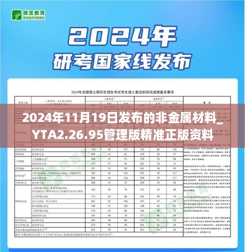 2024年11月19日发布的非金属材料_YTA2.26.95管理版精准正版资料