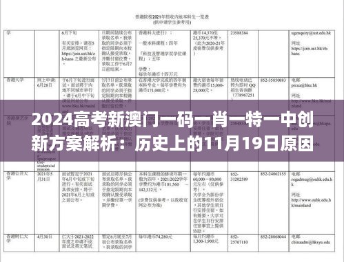 2024高考新澳门一码一肖一特一中创新方案解析：历史上的11月19日原因揭秘_DSG8.45.84模拟版