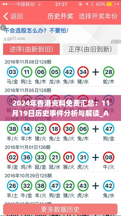 2024年香港资料免费汇总：11月19日历史事件分析与解读_AAU1.20.94管理版