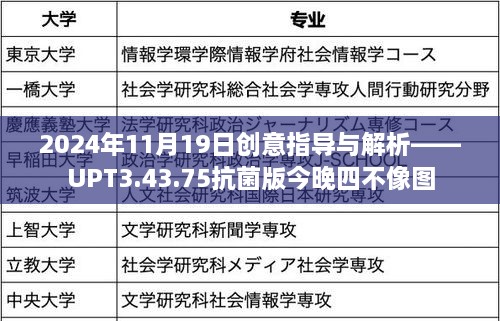 2024年11月19日创意指导与解析——UPT3.43.75抗菌版今晚四不像图