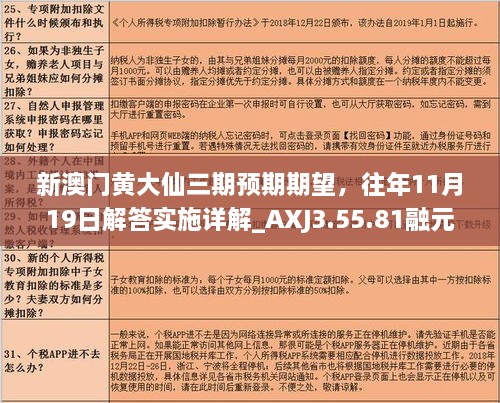 新澳门黄大仙三期预期期望，往年11月19日解答实施详解_AXJ3.55.81融元境