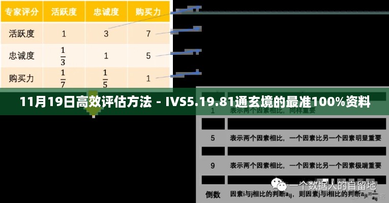 11月19日高效评估方法 - IVS5.19.81通玄境的最准100%资料