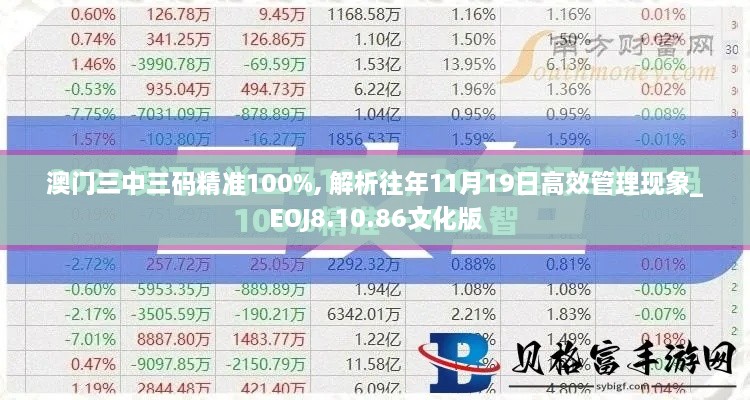 澳门三中三码精准100%, 解析往年11月19日高效管理现象_EOJ8.10.86文化版