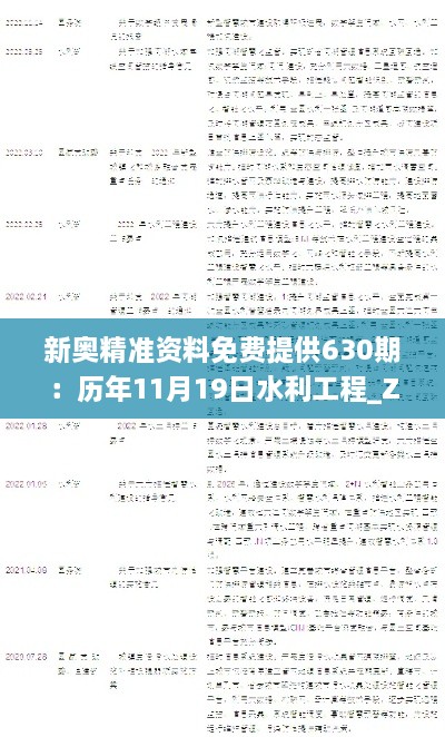 新奥精准资料免费提供630期：历年11月19日水利工程_ZUB2.45.61响应版本