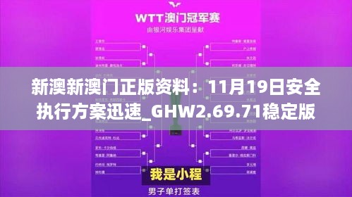 新澳新澳门正版资料：11月19日安全执行方案迅速_GHW2.69.71稳定版